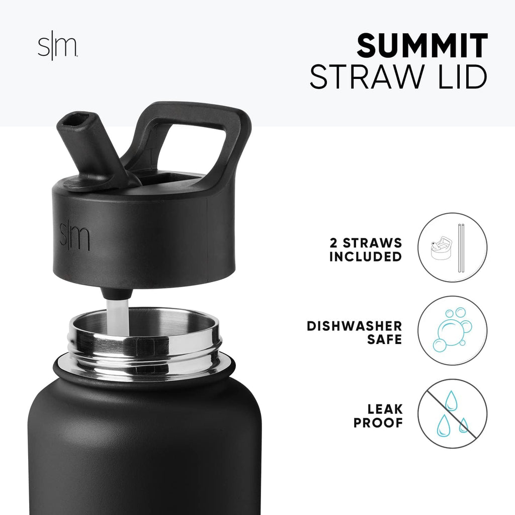 Simple Modern Water Bottle - Vacuum Insulated Stainless Steel Flask | 22oz, Midnight Black - Reusable & Leak Proof