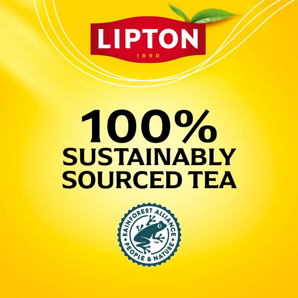 Lipton Black Tea Bags 600-Count Premium Breakfast Tea with High Caffeine for Hot or Iced Tea Beverages, 100% Rainforest Alliance Certified Bulk Tea, 6-Pack of 100 Bags Each