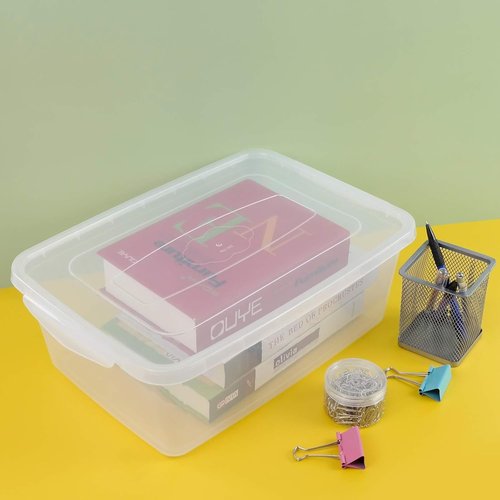 Inhouse 14 Quart Clear Storage Bins - Plastic Latching Containers with Lid | Set of 4 Shoe Boxes