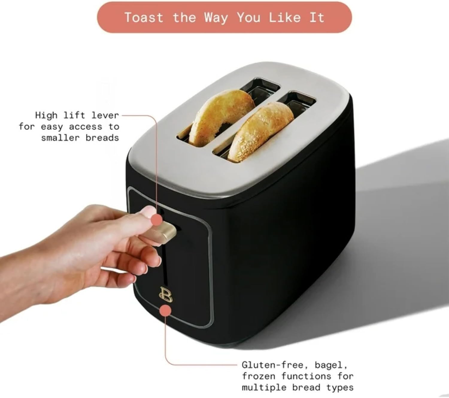 Skiennix 2-Slice Digital Toaster - Touch Control Panel, Adjustable Shade, Wide Openings | Black