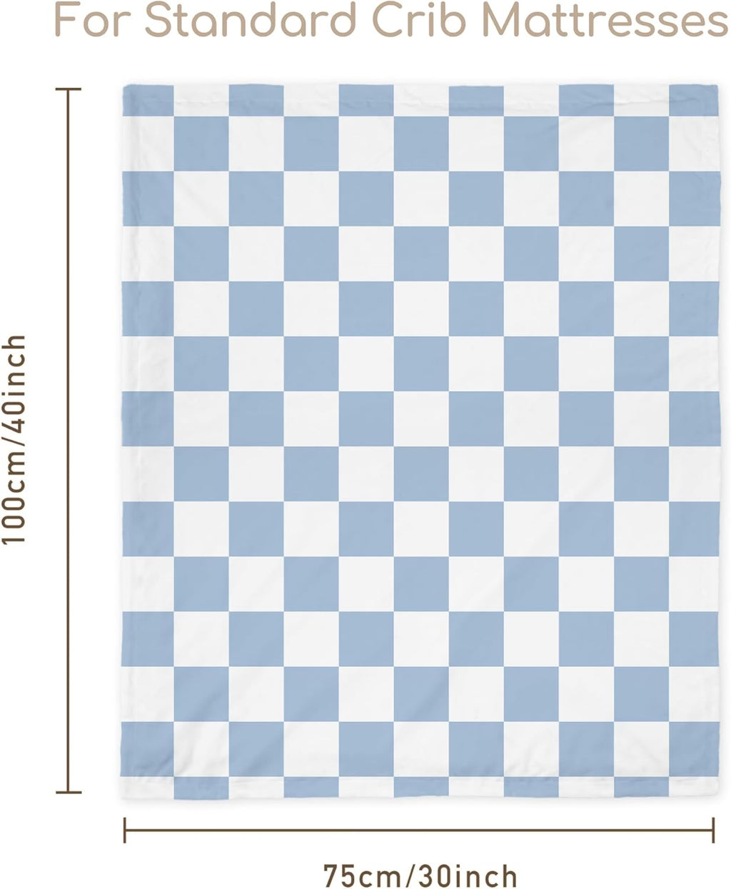 Skiennix Checkered Baby Blanket - Cozy Minky Nursery Blanket for Newborns | 30x40 Inches, Blue