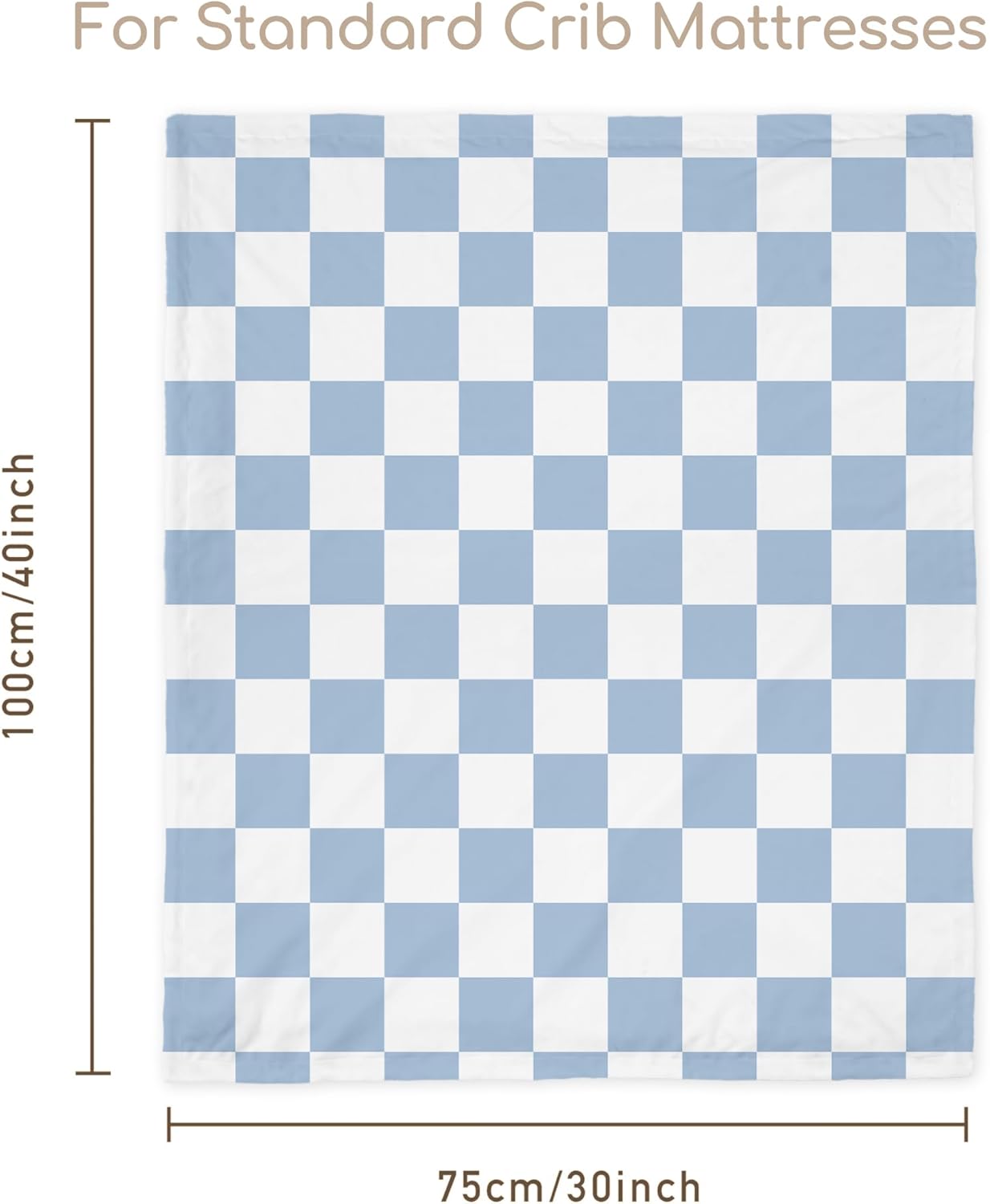 Skiennix Checkered Baby Blanket - Cozy Minky Nursery Blanket for Newborns | 30x40 Inches, Blue