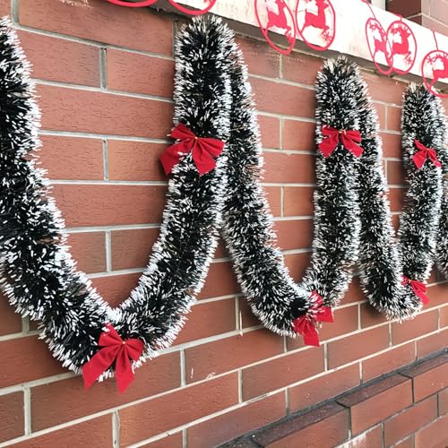 Dark White 50ft Christmas Tinsel Garland for Holiday Decorations & DIY Crafts