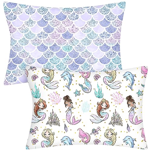 Ganeen Mermaid Toddler Pillowcase Set, 2 Pack Soft Cotton Envelope Cover