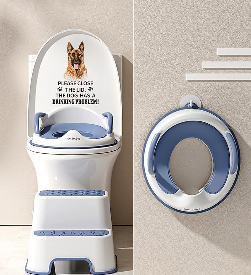 Funny German Shepherd Dog Toilet Lid Decal - Waterproof Vinyl Sticker