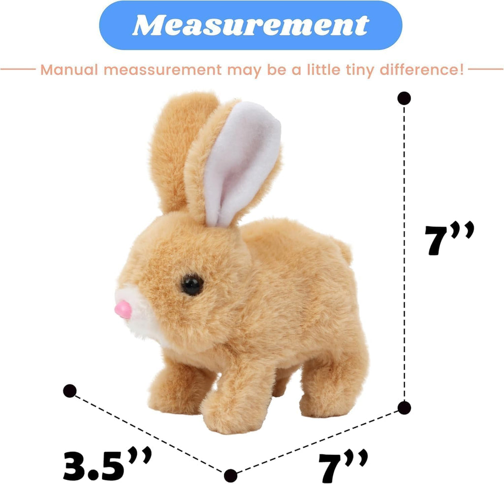 Skiennix Realistic Bunny Toy - Interactive Plush Rabbit with Sounds & Movements | Brown & White