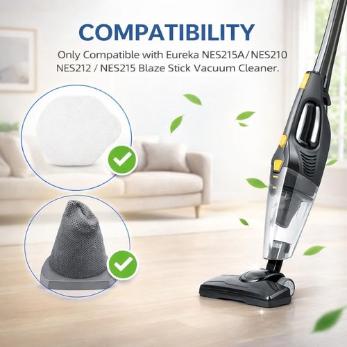 YUJINRU 4 PCS Replacement Filters Compatible with Eureka NES215A / NES212/ NES215 Blaze Stick Vacuum Cleaner, Fits Model N0101 N0102 Series,2 Pack Vacuum Filters & 2 Pack Pre-Motor Filters