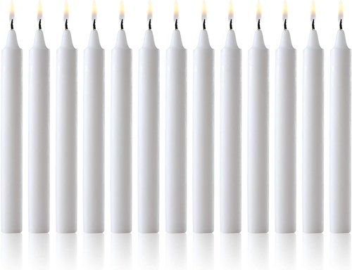Chimes White Taper Candles - Dripless Set of 60 - 4 Inch Tall, 1/2 Inch Diameter for 1.5 Hour Clean Burn