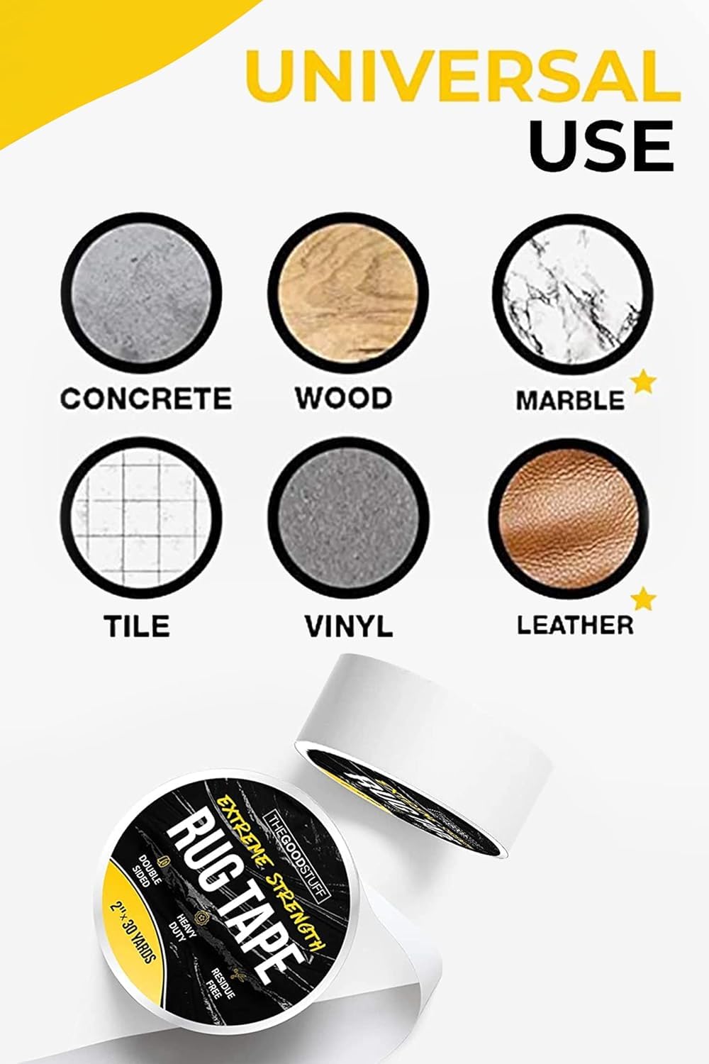 The Good Stuff Double-Sided Carpet Tape - Heavy-Duty Non-Slip Rug Gripper | 2" x 10 Yards - Residue-Free Removal