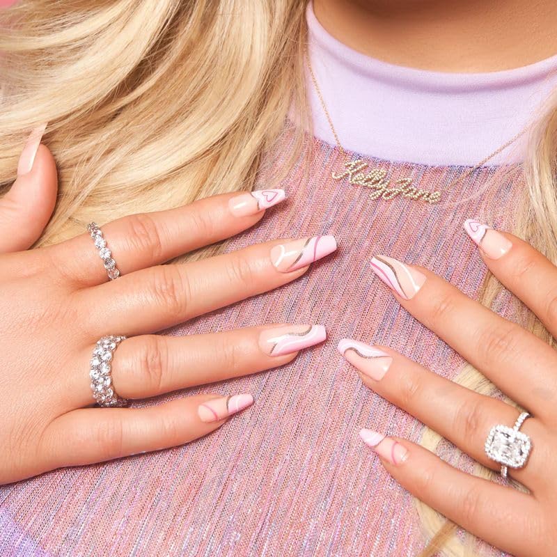 Paintbucket Love Trip Press On Nail Kit - Pink Swirl False Nails