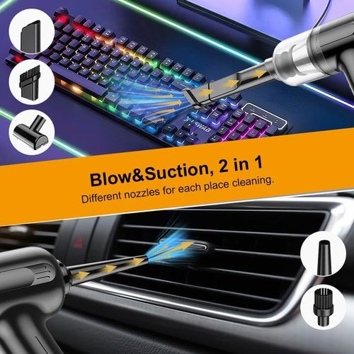 BANKKY Cordless Handheld Vacuum - 2-in-1 Mini Cleaner with 11000PA Power, LED Light & Multi-Nozzles
