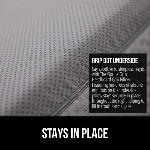 GORILLA GRIP Bed Wedge Pillow - Patented Design for Headboard Gap | Comfortable High-Density Foam, King Size, Soft Gray