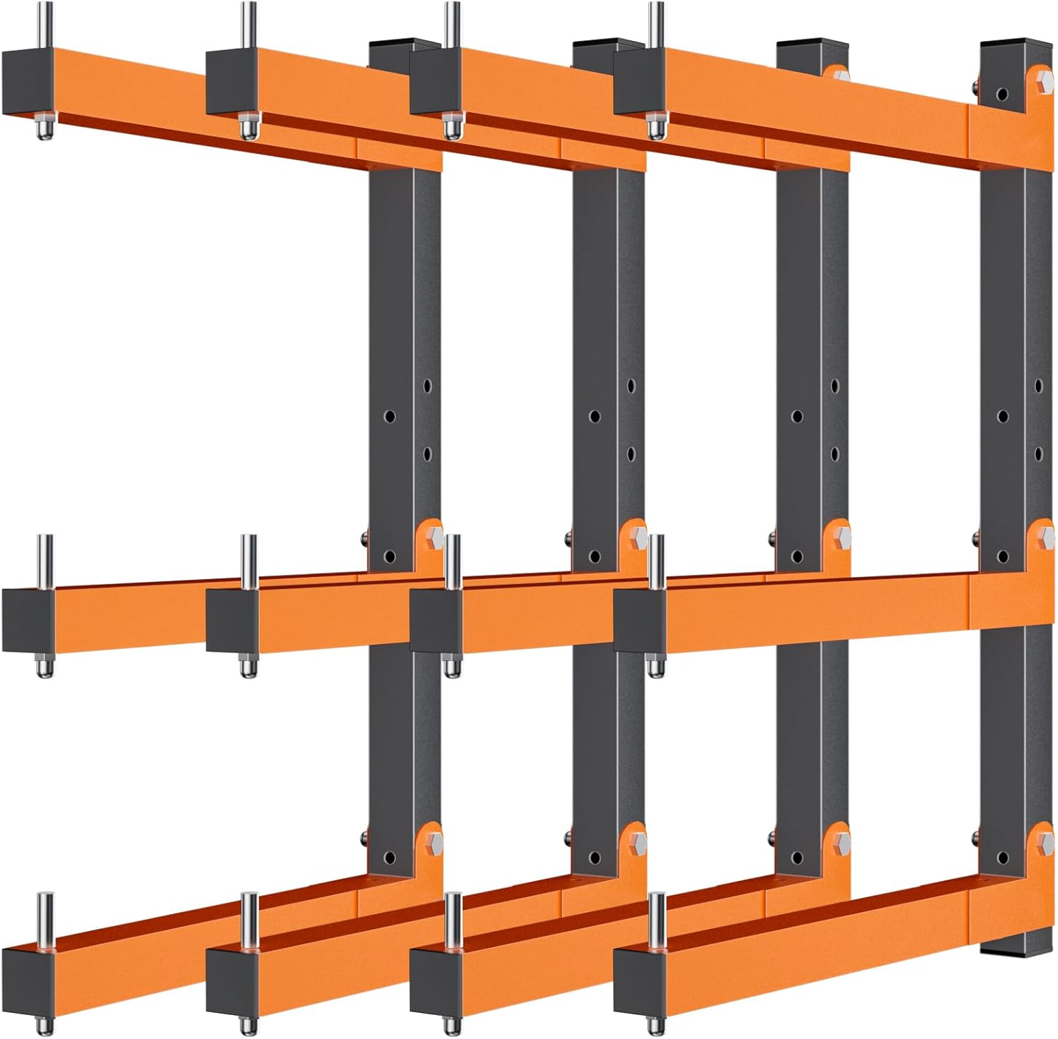 Skiennix Lumber Storage Rack - Heavy-Duty Wall-Mounted Organizer | Holds Up to 720 LBS - 4 Pack, Orange