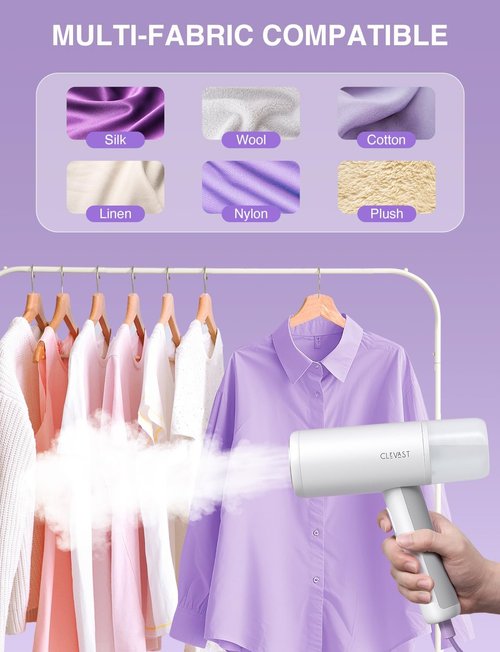 CLEVAST Portable Garment Steamer - Handheld Travel Size Wrinkle Remover with Fast 30-Second Heat Up