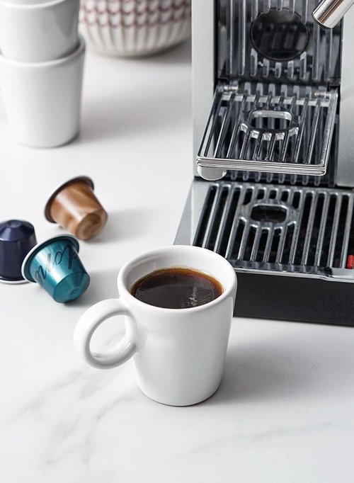 LE TAUCI Espresso Cups Set - 3 oz Ceramic Demitasse Mugs | Stackable Mini Coffee Cups in White