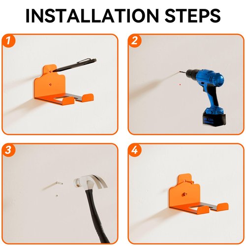 JNIHEEP Garage Organizer Trimmer Rack, Garden Power Tool Hanger Weed Whackers Holder Wall Mounted for Grass Trimmer, Hedge Trimmer, Garage Trimmer, Garden Tools,1 Pack(Orange)
