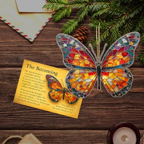Monarch Butterfly Suncatcher Ornament - Meaningful Gift with Story Card