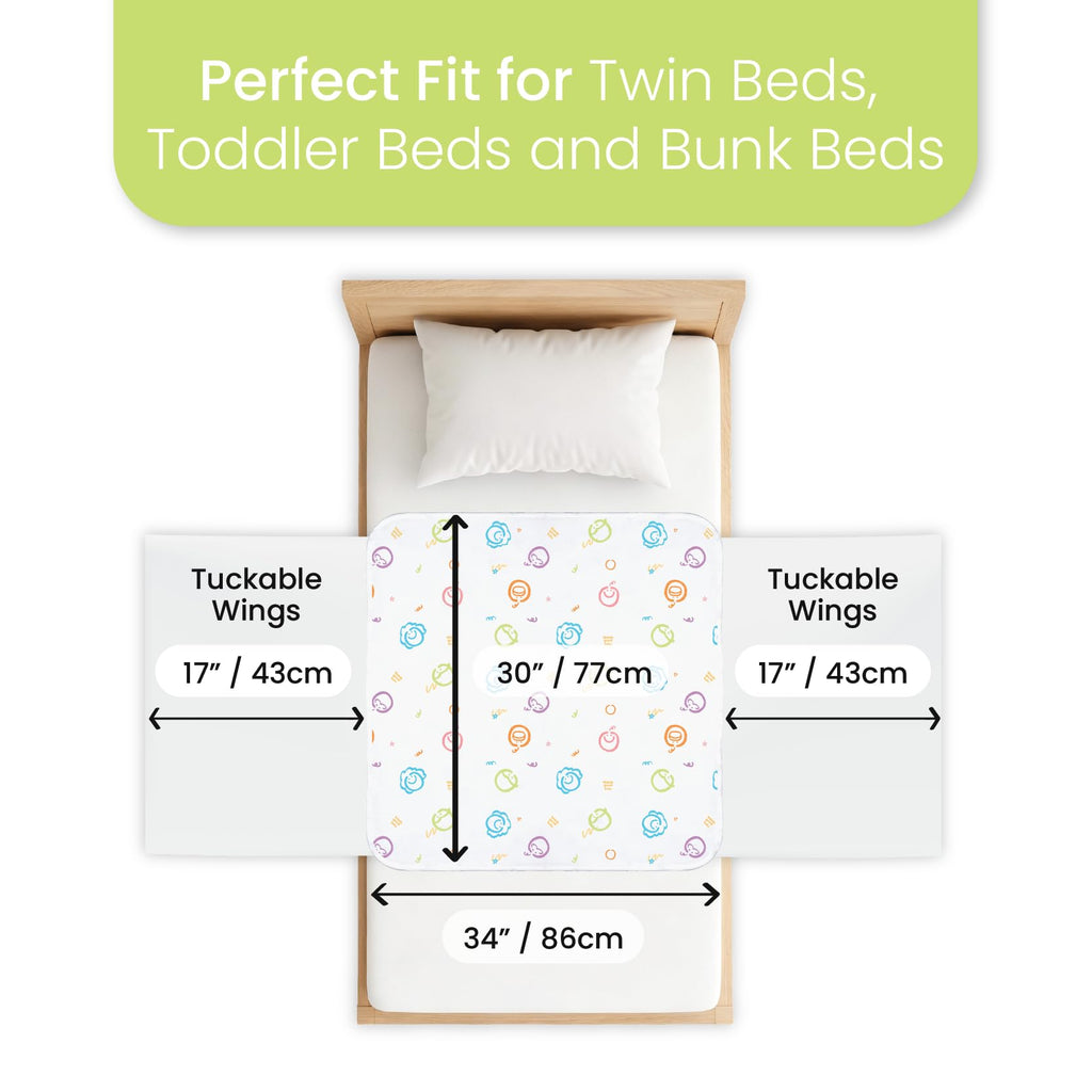 Tuckable Potty Training Pee Pads for Kids, Potty Training Bed Pads for Toddlers, 100% Waterproof Mattress Protector, Non-Slip Bed Wetting Pad, Reusable & Washable Underpads (Truck and Toys Design)