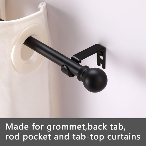GXOACKJ Black Curtain Rods - Heavy Duty Metal Set for Windows 28 to 78 Inch | 2 Pack with Brackets