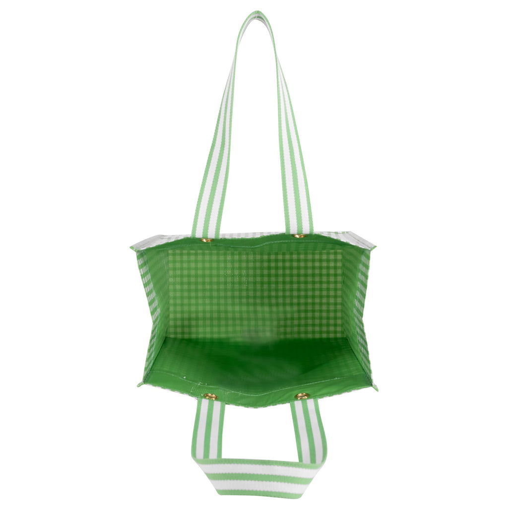 Martha Stewart Reusable Grocery Bag, Spacious 13 x 8 x 14 Shopping Bag for Groceries, Perfect for Shopping, Arcadian Green Gingham
