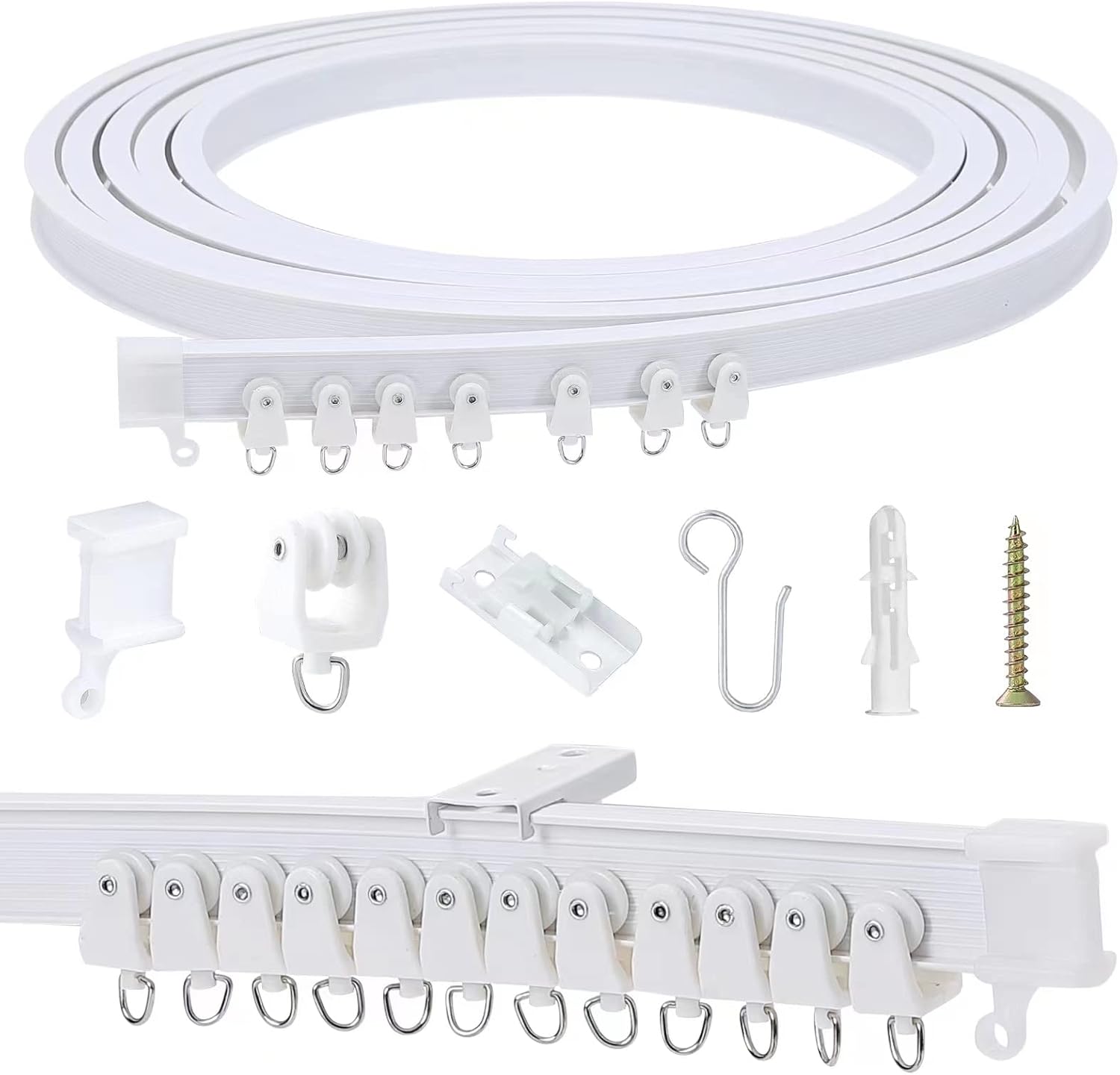 Skiennix Flexible Bendable Ceiling Curtain Track - 5m (16.4ft) Ceiling Mount for RV Curtains