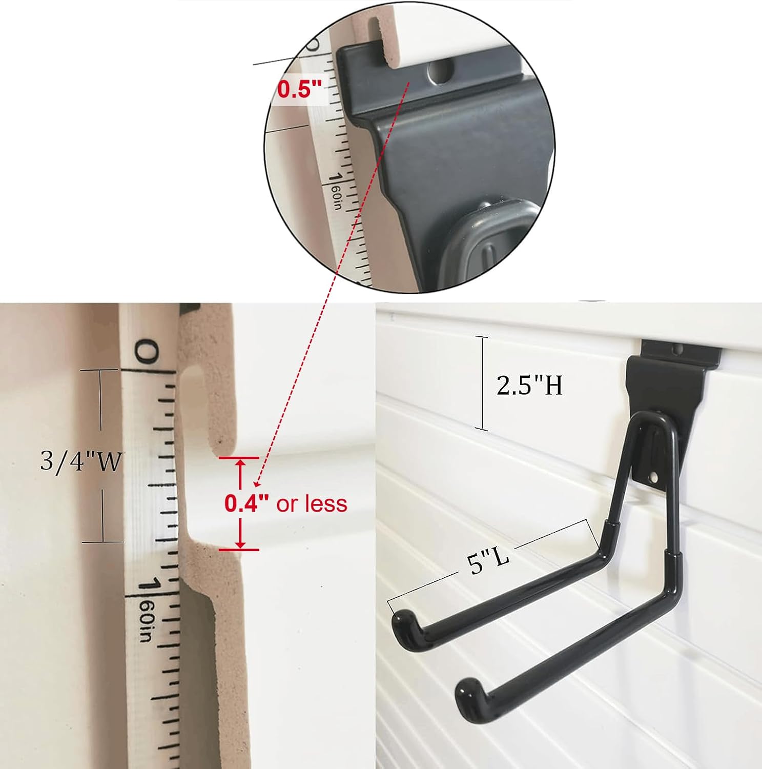 Proslat Heavy Duty Slatwall Hooks - 14 Pack Multi-Size Garage Wall Organizer for Efficient Storage