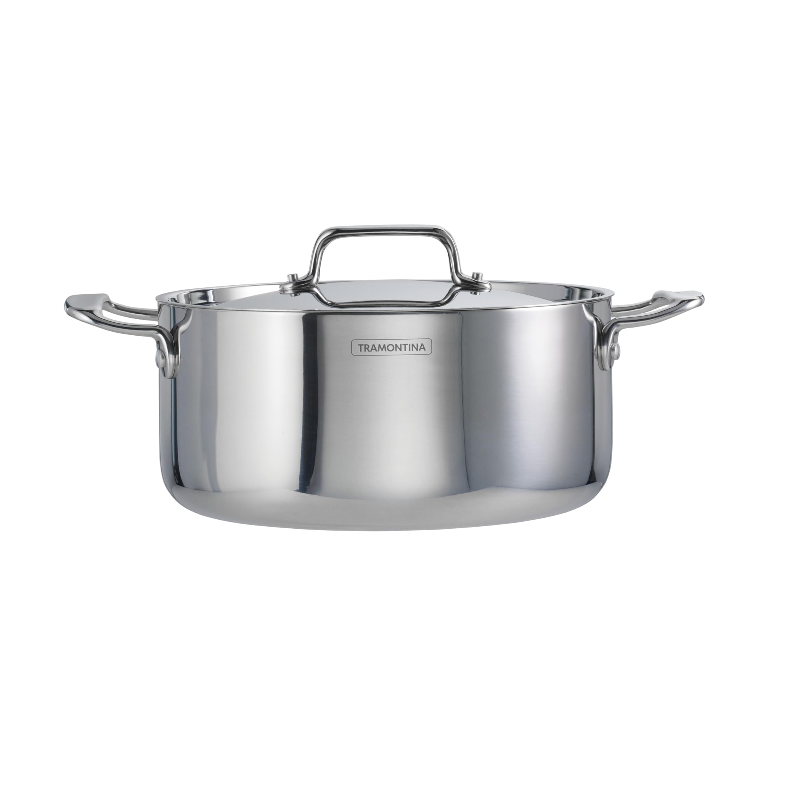 Tramontina Utsava Tri-Ply Clad Stainless Steel 5-Quart Casserole with Lid and Ceramic Non Stick Interior, Induction-Ready Dutch Oven Pot