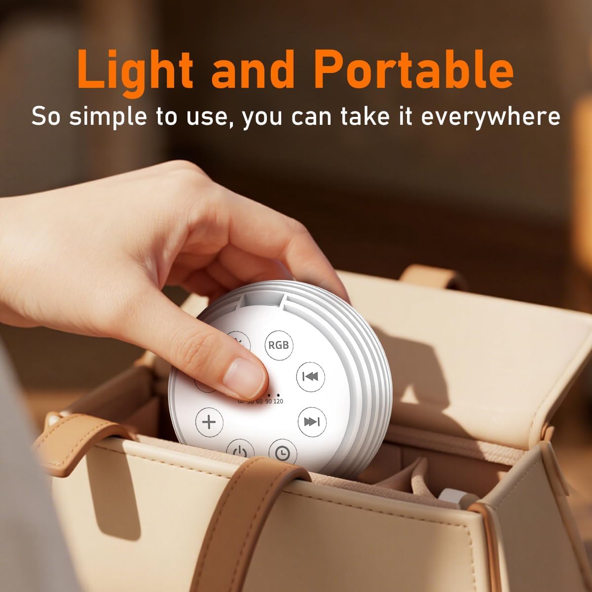 SleeZOO Portable Sound Machine - 30 Soothing Sounds, 32 Volume Levels, Rechargeable for Home & Travel