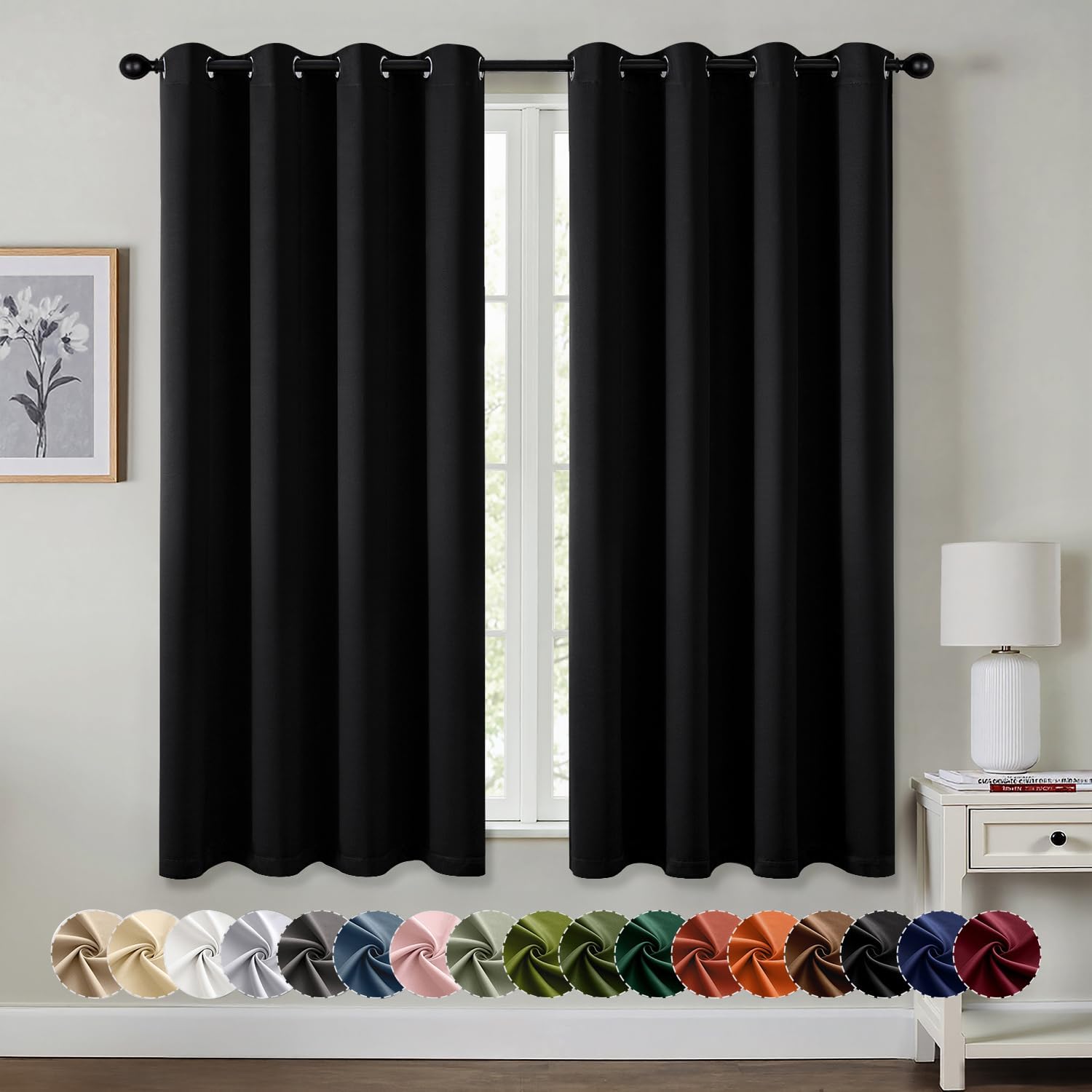 MIULEE Blackout Curtains - Thermal Insulated Room Darkening Drapes | 63-Inch Grommet Panels, Noise Reduction