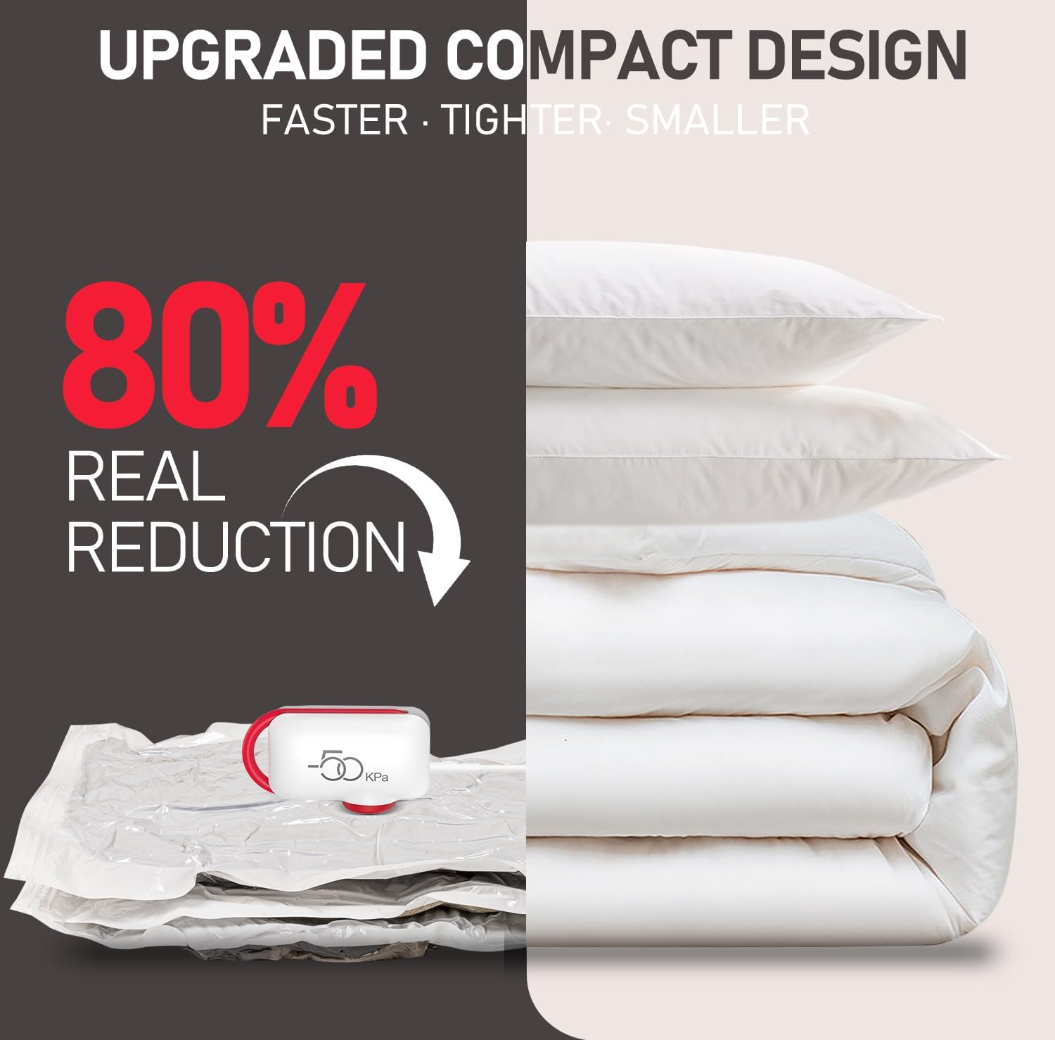 Skiennix Vacuum Storage Bags - 10 Pack Compression Bags with Electric Pump for Travel & Clothing