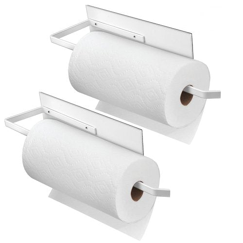 Paper Towel Holder Magnetic, Magnetic Paper Towel Holder for Fridge, Toilet Paper Roll Holder Magnet Towel Rack Wall Mount Shelf Bar for Towels Rolls Bathroom RV Dorm Kitchen Wall Decor, White 2 Pack