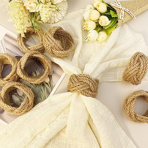Farmhouse Burlap Napkin Rings Set of 50 - Tropical Style, Rustic Table Decor