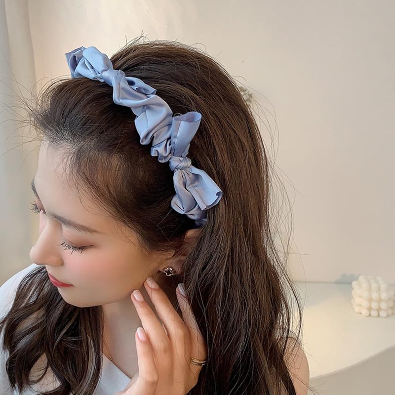 Kilener Blue Satin Bow Headband for Women and Girls Hair Accessories