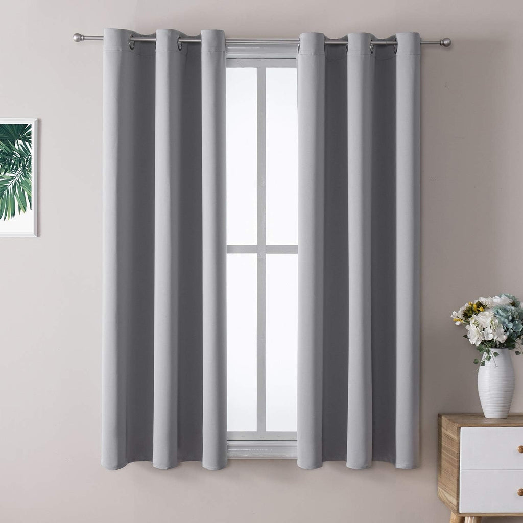ChrisDowa Small Window Curtains - 50-Inch Grommet Thermal Insulated Room Darkening Panels | Light Grey (2 Panels)