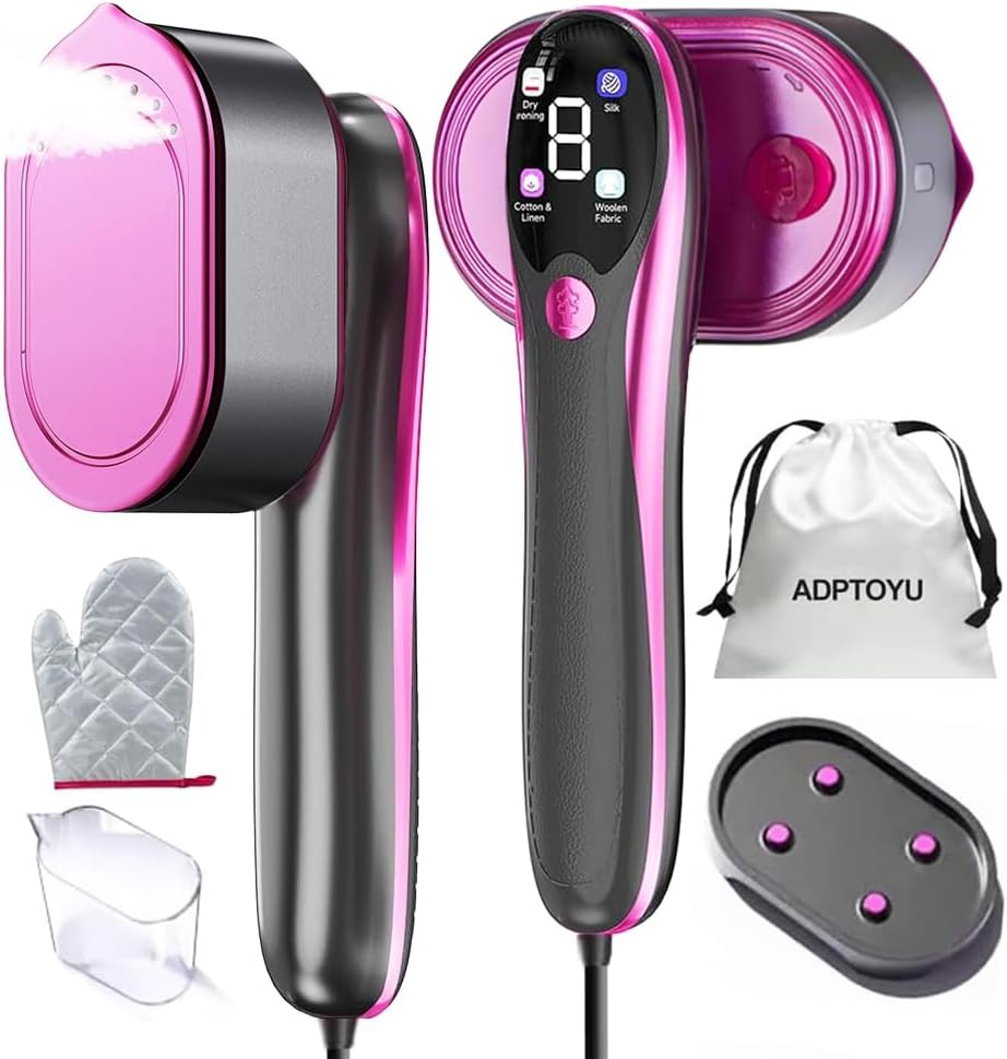Skiennix 2-in-1 Portable Handheld Garment Steamer - Fast Heat-Up, LED Display, Large Ceramic Panel, Purple