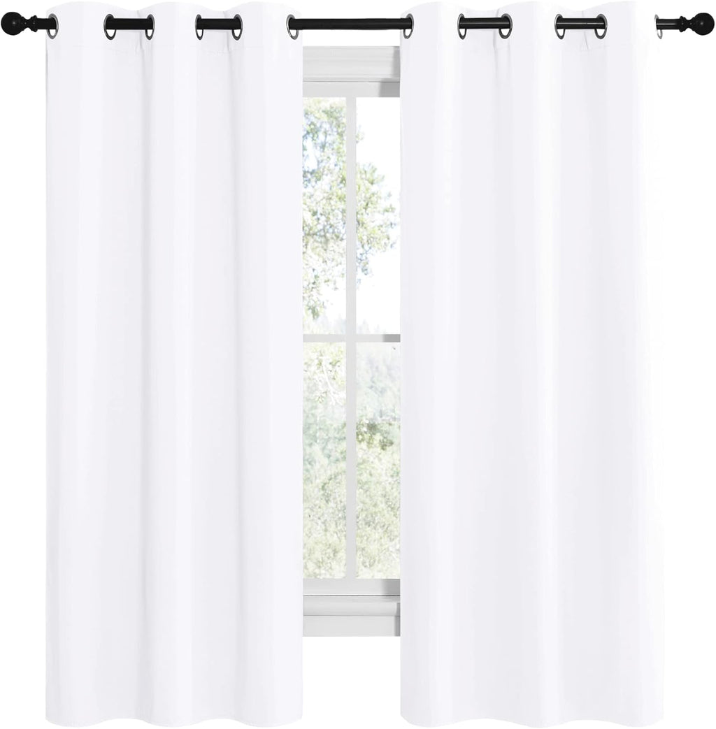 NICETOWN White Small Window Blackout Curtain Panels - 50% Light Blocking | Set of 2 (42" x 68") for Bedroom & Dining Room