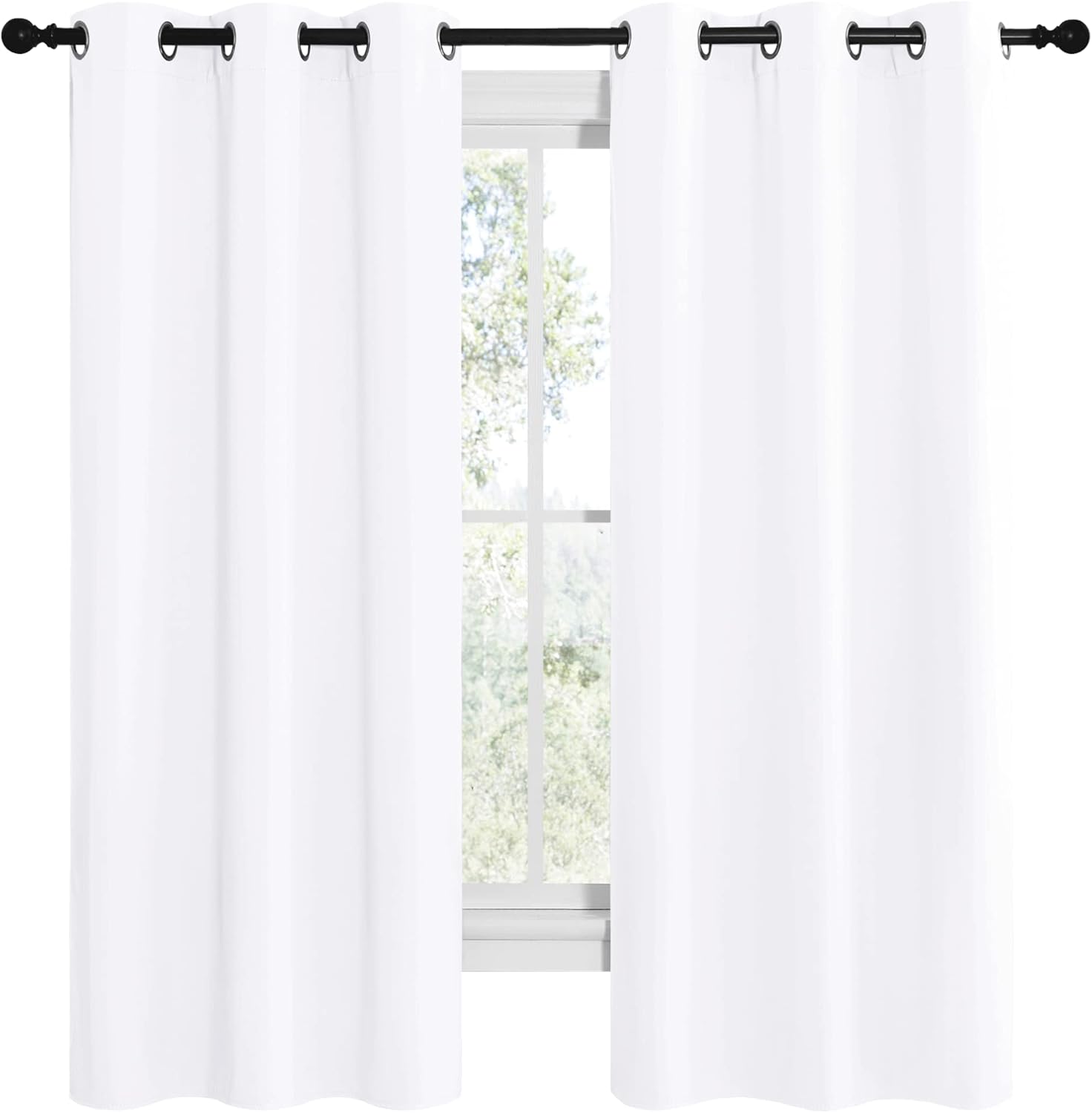 NICETOWN White Small Window Blackout Curtain Panels - 50% Light Blocking | Set of 2 (42" x 68") for Bedroom & Dining Room