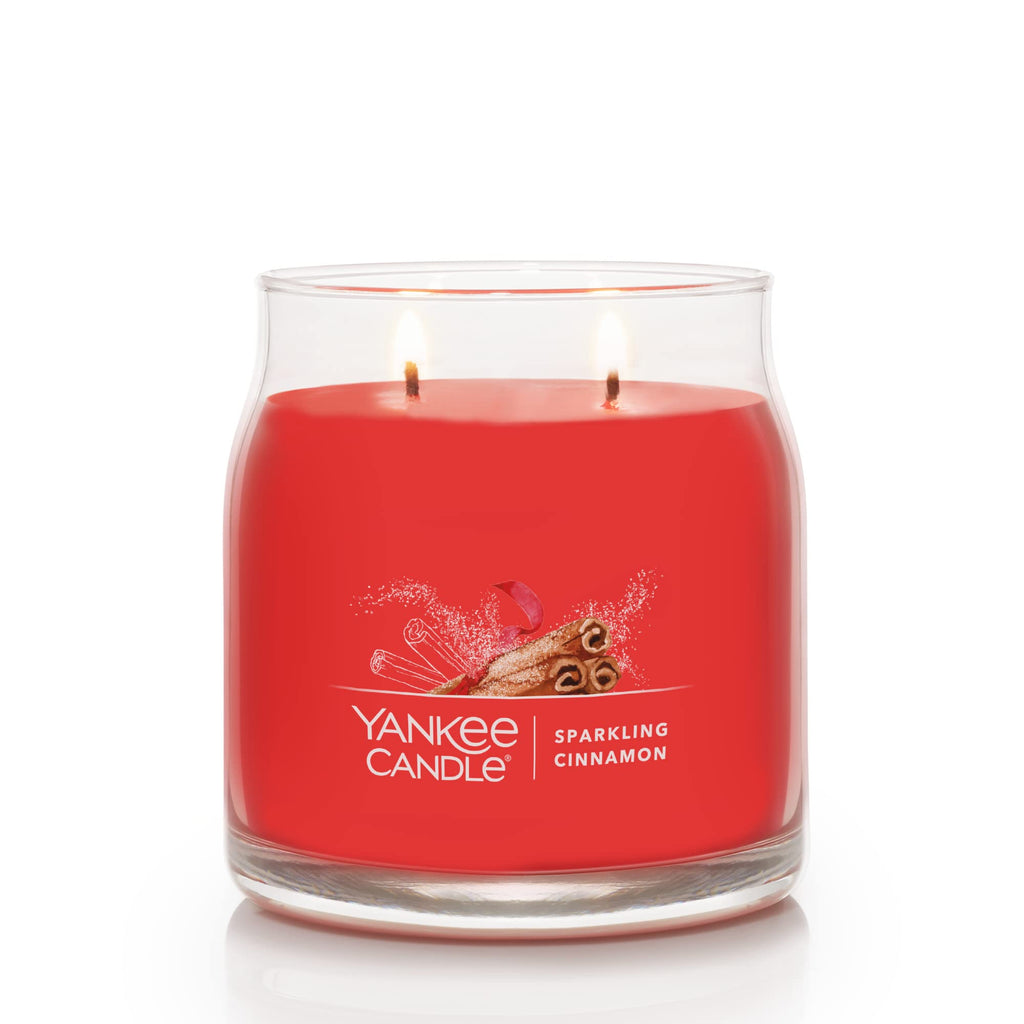 Yankee Candle Sparkling Cinnamon Scented Signature 13oz Medium Jar 2-Wick Candle Over 35 Hours of Burn Time Christmas | Holiday
