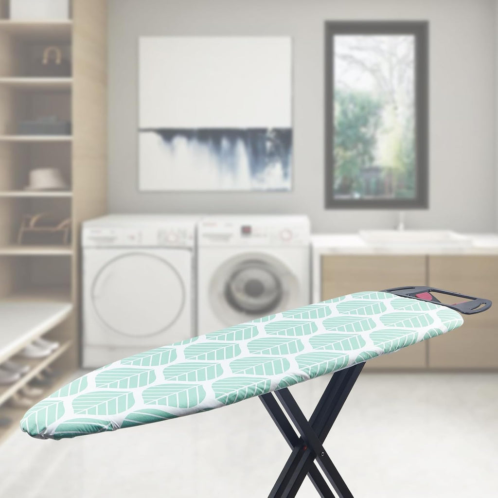 Seiritex Ironing Board Cover - Heat Reflective, Thick Padding, Elasticized Edges | Standard Size 15 x 54 (Green Leaf)