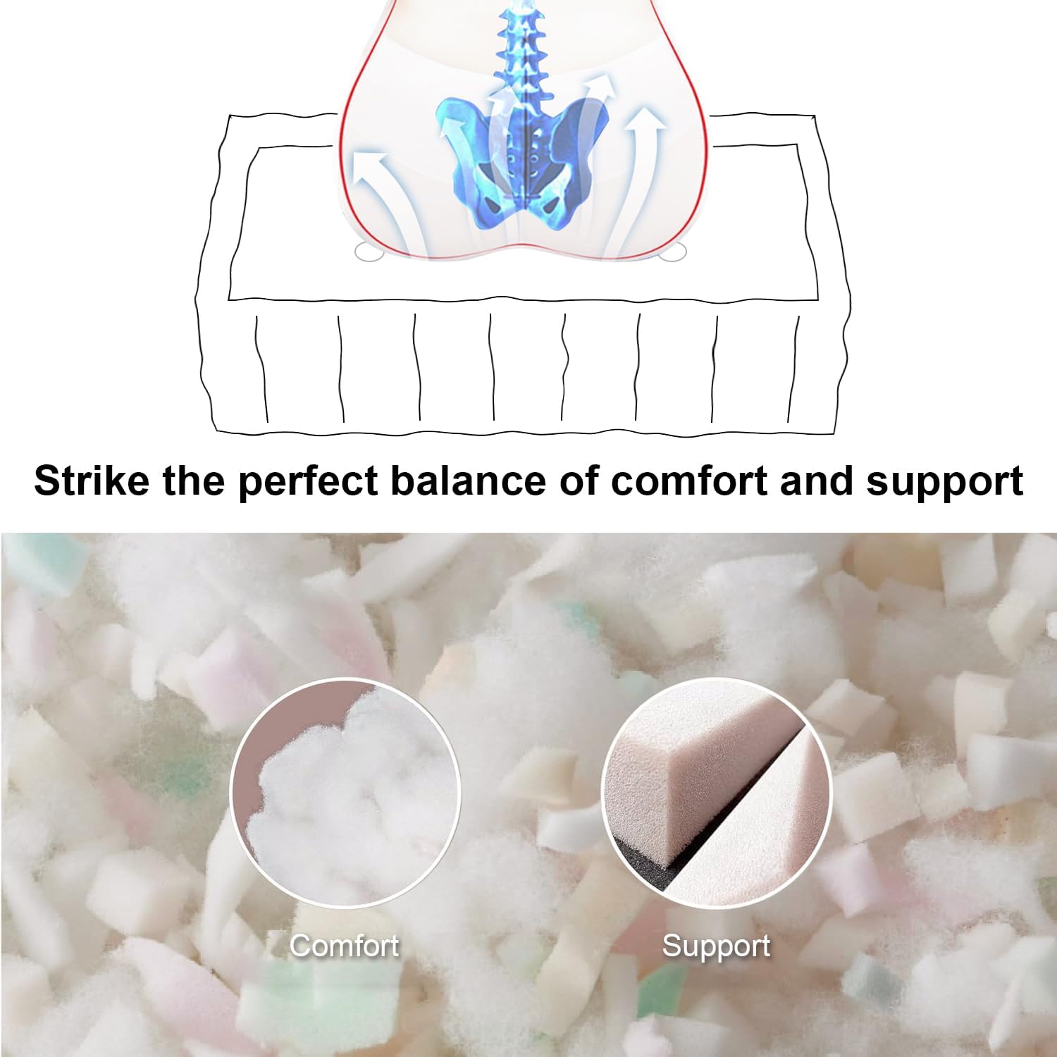 Skiennix Large Square Floor Pillow - Comfortable Meditation Cushion with Shredded Memory Foam | 20"x20"x5" Ivory