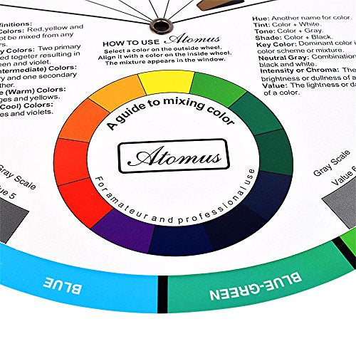 ATOMUS Color Wheel Mix Guide - 9.25 Inch Tattoo Pigment & Paint Chart