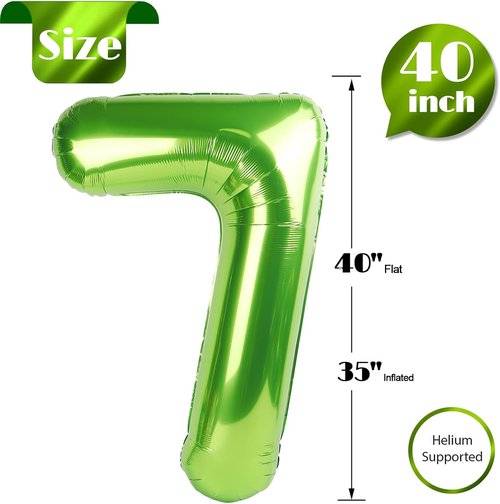 Light Green Number 7 Balloon - 40 Inch Birthday Decoration for Girls & Women
