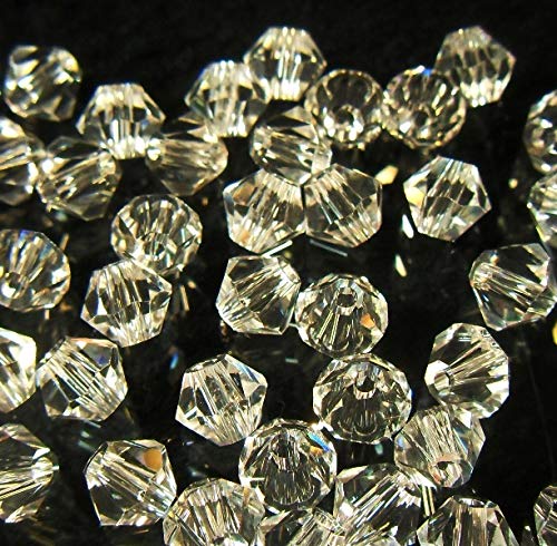 Perlin Preciosa 4mm Crystal Glass Bicone Beads 40 Pcs - Crystal Clear