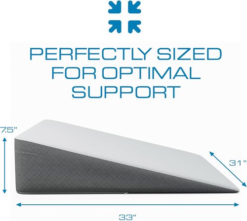 Kolbs Extra Wide Bed Wedge Pillow - Super Large Memory Foam with Jacquard Cover | 7.5 Inch Height (31 x 33 x 7.5) for Acid Reflux & GERD Relief