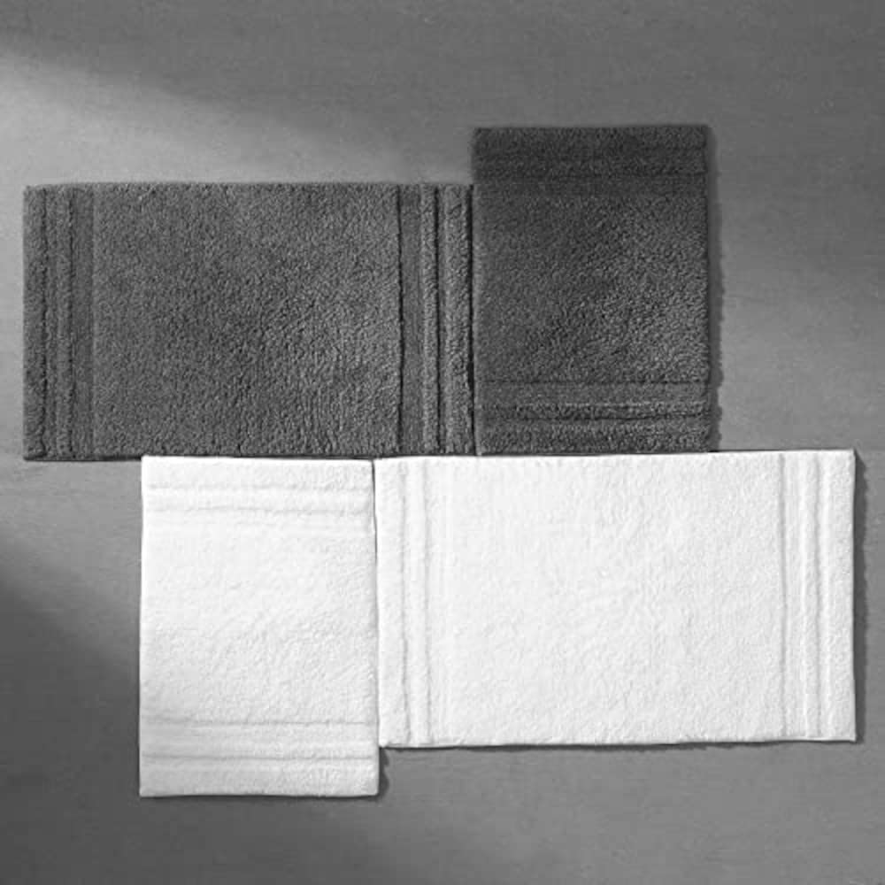 Vera Wang - Bath Rugs, Luxury Bathroom Decor, Soft & Absorbent Cotton Bath Mat (Eden White, 2 Piece)