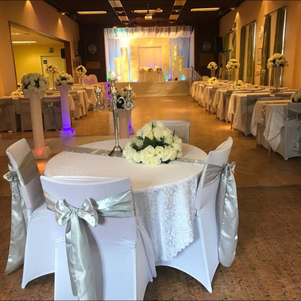 Skiennix Wedding Satin Chair Sashes - Elegant Ivory Bows for Banquet & Event Decor | 7x108 Inch, 50 Pack