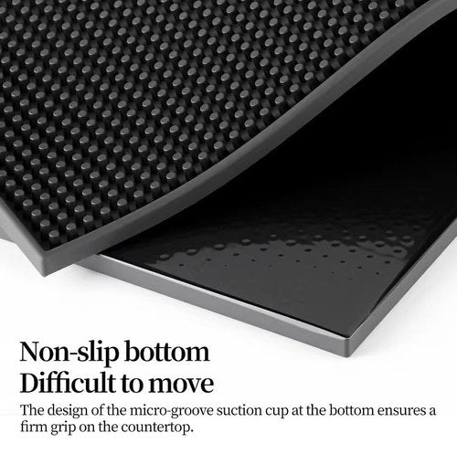 Bar Mats 18"x12" 6 Pack Black, Countertop Coffee Mat for Home Bar, Service Spill Mat for Cocktail Bartender Kitchen, PVC Counter Top Cup Glasses Dish Drying Mat, Hairdressing Tool Protective pad