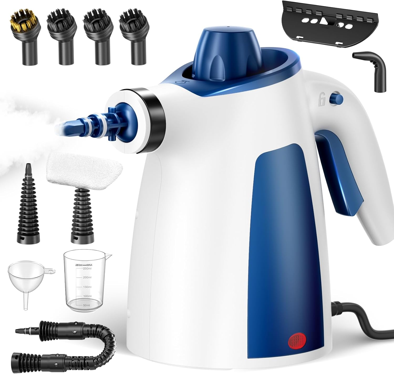 Skiennix Steam Cleaner - Pressurized Handheld Multi-Surface Cleaner with 12 Accessories | 350ML Capacity for Home & Car