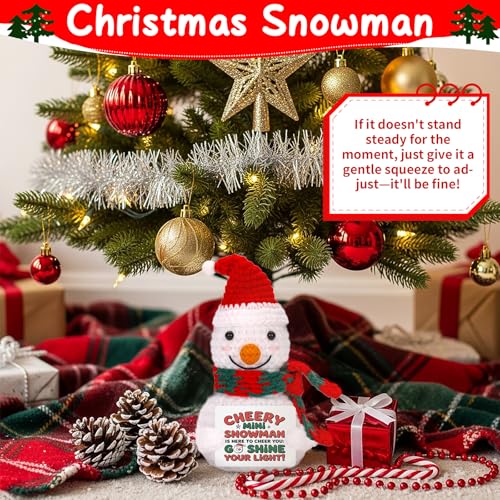 Handmade Snowman Crochet Doll with Cheery Message Card