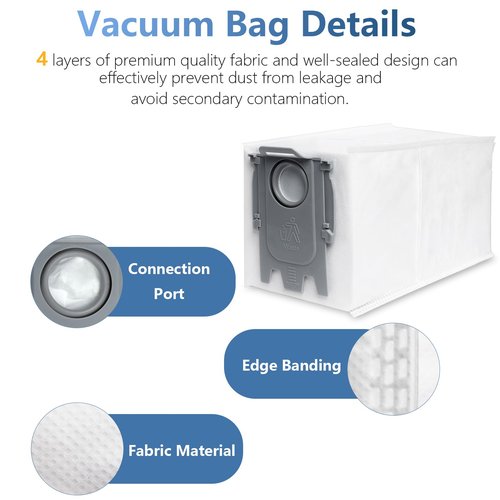 14 Pack Replacement Dust Bags for Roborock Qrevo Curv, Q Revo, Q Revo S, Q Revo MaxV, Q Revo Pro, Qrevo Master, S8 MaxV Ultra, S8 Max Ultra, Saros 10/10R Robot Vacuum Cleaner, 2.7L Large Capacity Bags